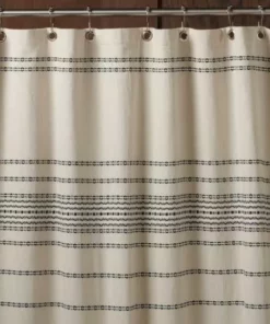 Coyuchi Rippled Stripe Shower Curtain - Ivory With Black Home Goods