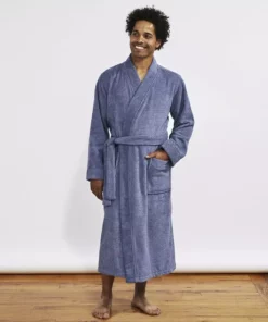Coyuchi Air Weight Unisex Robe - French Blue