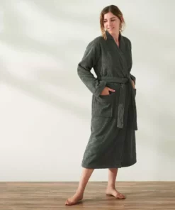 Coyuchi Home Goods Air Weight Unisex Robe - Shadow
