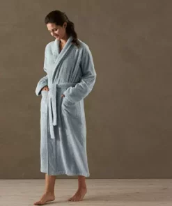 Coyuchi Home Goods Cloud Loom Unisex Robe - Palest Ocean