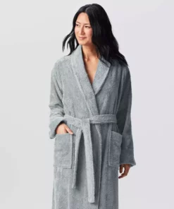 Coyuchi Home Goods Cloud Loom Unisex Robe - Palest Ocean
