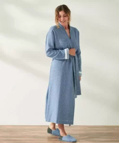 Coyuchi Home Goods Mediterranean Modern Unisex Robe - Lake