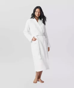 Coyuchi Unisex Waffle Robe - Alpine White Home Goods