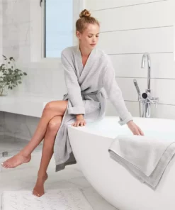 Coyuchi Unisex Waffle Robe - Fog