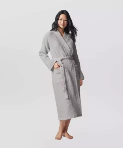 Coyuchi Unisex Waffle Robe - Fog