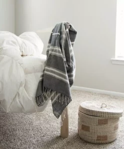 Creative Women Home Goods Aden Bath Towel - Gray + Natural