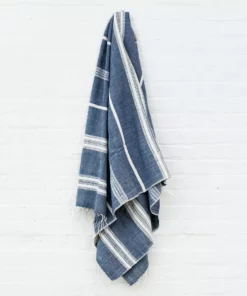 Creative Women Aden Bath Towel - Navy + Natural Home Goods