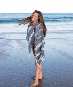 Creative Women Aden Bath Towel - Navy + Natural Home Goods