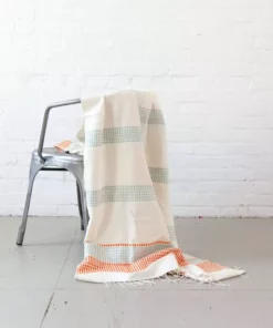 Creative Women Camden Lightweight Blanket - Azure + Tangerine