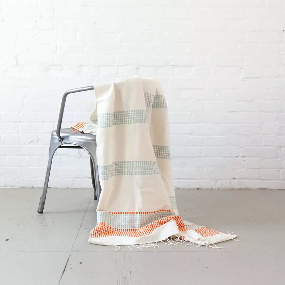 Creative Women Camden Lightweight Blanket - Azure + Tangerine 1 Creative Women Camden Lightweight Blanket - Azure + Tangerine