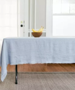 Creative Women Stone Washed Linen Tablecloth - Light Blue Kitchen + Dining