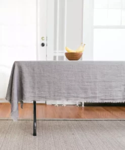 Creative Women Stone Washed Linen Tablecloth - Oyster Gray
