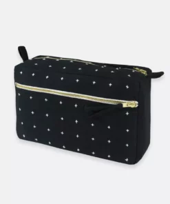 Anchal Accessories Cross Stitch Toiletry Bag - Charcoal