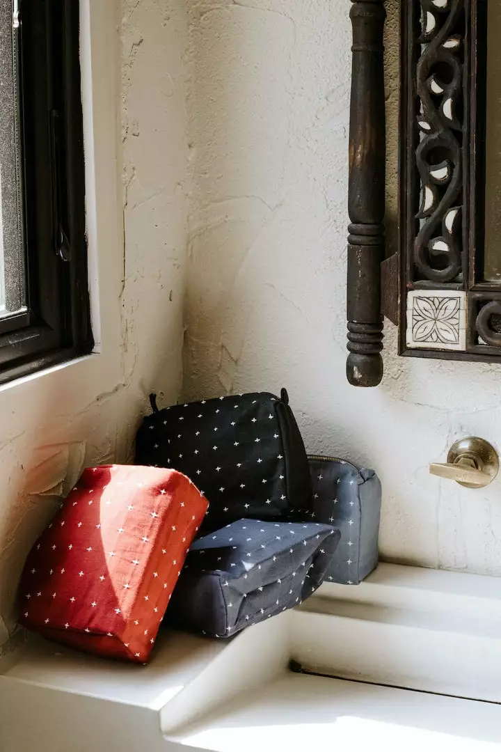 Anchal Accessories Cross Stitch Toiletry Bag - Rust 5 Anchal Accessories Cross Stitch Toiletry Bag - Rust