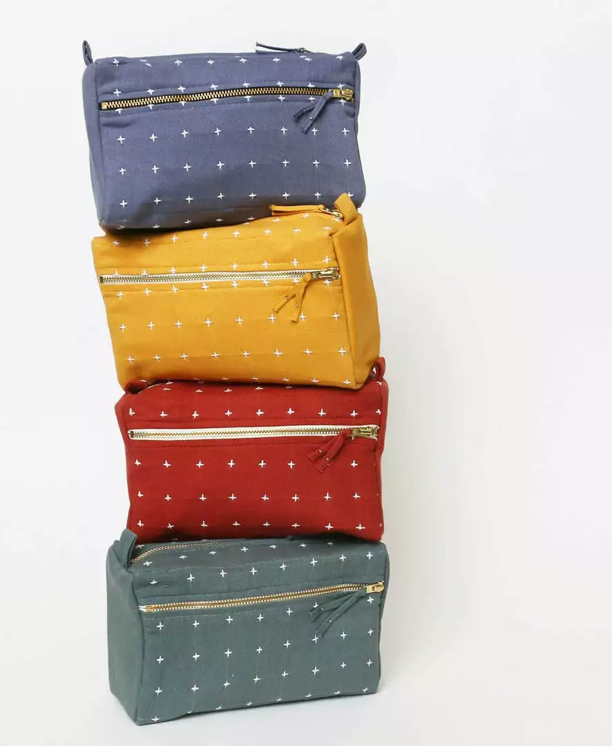 Anchal Cross Stitch Toiletry Bag - Spruce 2 Anchal Cross Stitch Toiletry Bag - Spruce