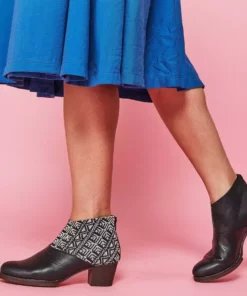 Darzah Tatreez Ankle Boot - Black + Ecru