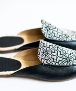Darzah Tatreez Mule - Black + White Staff Favorites