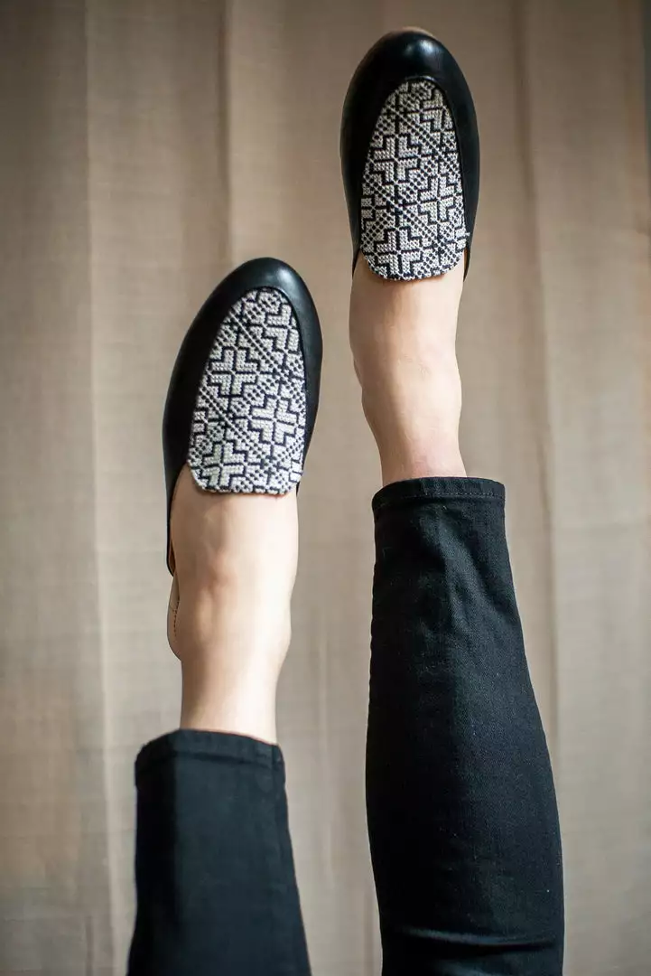 Darzah Tatreez Mule - Black + White Staff Favorites 2 Darzah Tatreez Mule - Black + White Staff Favorites