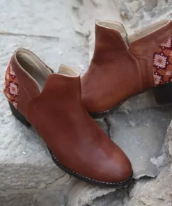 Darzah Tatreez Ankle Boot - Brown Shoes