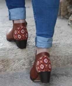 Darzah Tatreez Ankle Boot - Brown Shoes