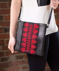 Darzah Accessories Cypress Tatreez Crossbody Bag - Red