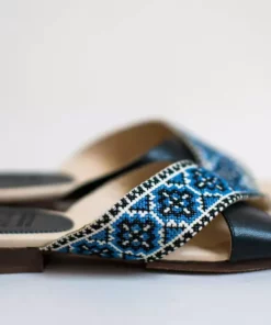 Darzah Tatreez Cross Sandal - Blue