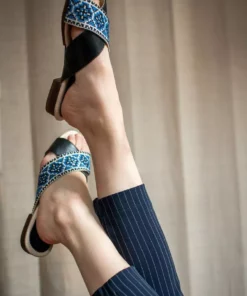 Darzah Tatreez Cross Sandal - Blue