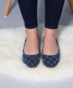 Darzah Tatreez Flats - Blue Shoes