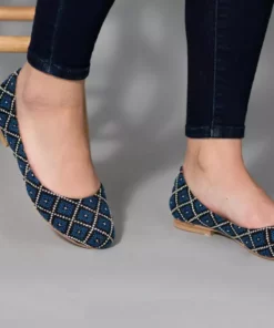 Darzah Tatreez Flats - Blue Shoes