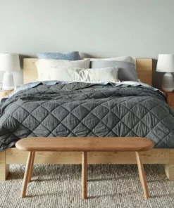 Coyuchi Home Goods Diamond Stitched Comforter - Shadow