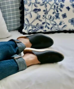 Dooeys Black Apple Leather House Mule 13 Dooeys Black Apple Leather House Mule