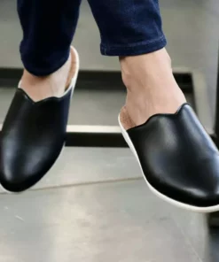 Dooeys Black Apple Leather House Mule 12 Dooeys Black Apple Leather House Mule