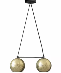 Dounia Home BIPOC Owned Nur Reversed Chandelier - Duel Globe - Copper