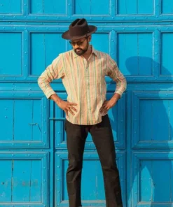 Dushyant Asthana Men's Amir Shirt - Orange Stripes