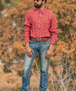 Dushyant Asthana Men's Barrington Shirt - Maroon Floral Print