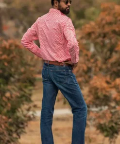 Dushyant Asthana Men's Barrington Shirt - Red Leaf Print