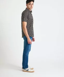 Dushyant Asthana Men's Prat Short Sleeve Shirt - Black Motif