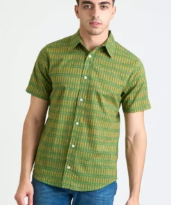 Dushyant Asthana Men's Prat Short Sleeve Shirt - Green Sticks