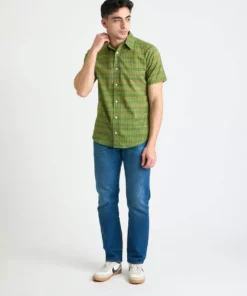 Dushyant Asthana Men's Prat Short Sleeve Shirt - Green Sticks