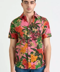 Dushyant Asthana Men's Prat Short Sleeve Shirt - Pink Floral