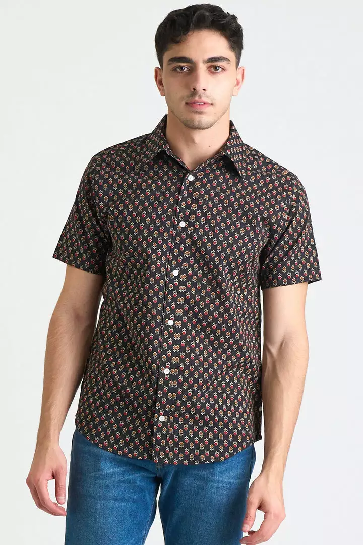 Dushyant Asthana Men's Prat Short Sleeve Shirt - Spades 1 Dushyant Asthana Men's Prat Short Sleeve Shirt - Spades