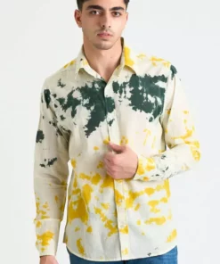 Dushyant Asthana Men's Amir Long Sleeve Shirt - Yellow + Green