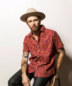 Dushyant Asthana Men's Folk Short Sleeve Shirt - Maroon