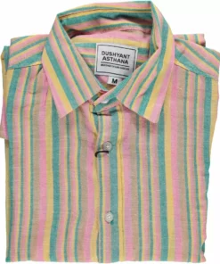 Dushyant Asthana Men's Amir Shirt - Orange Stripes