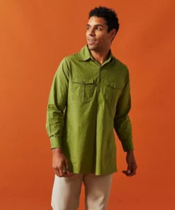 Dushyant Asthana Men's Kameez Oversized Shirt - Light Olive