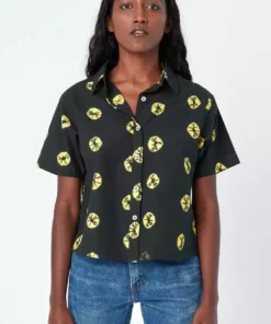 Dushyant Asthana Clothing Michelle Tie Dye Short Sleeve Shirt - Black + Yellow
