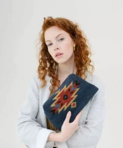 MZ Fair Trade Eagle Wool Clutch Bag