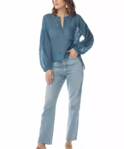 Synergy Organic Clothing Sale Embroidered Amber Top - Rich Teal