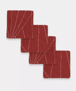 Anchal Embroidered Fabric Coaster Set Home Goods