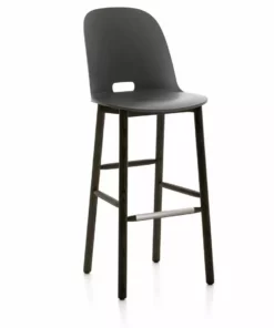 Emeco Furniture Alfi Recycled High Back Barstool - Dark Ash